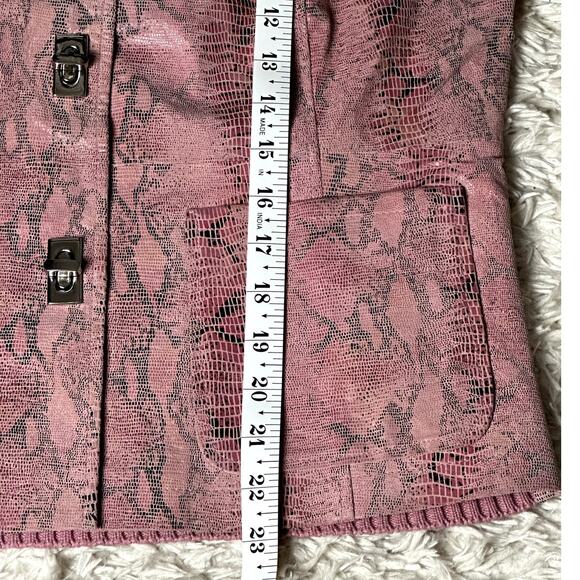 Vintage Lisa International Women Large Pink Snake Skin Suede Cotton Artsy Vest - Picture 4 of 9